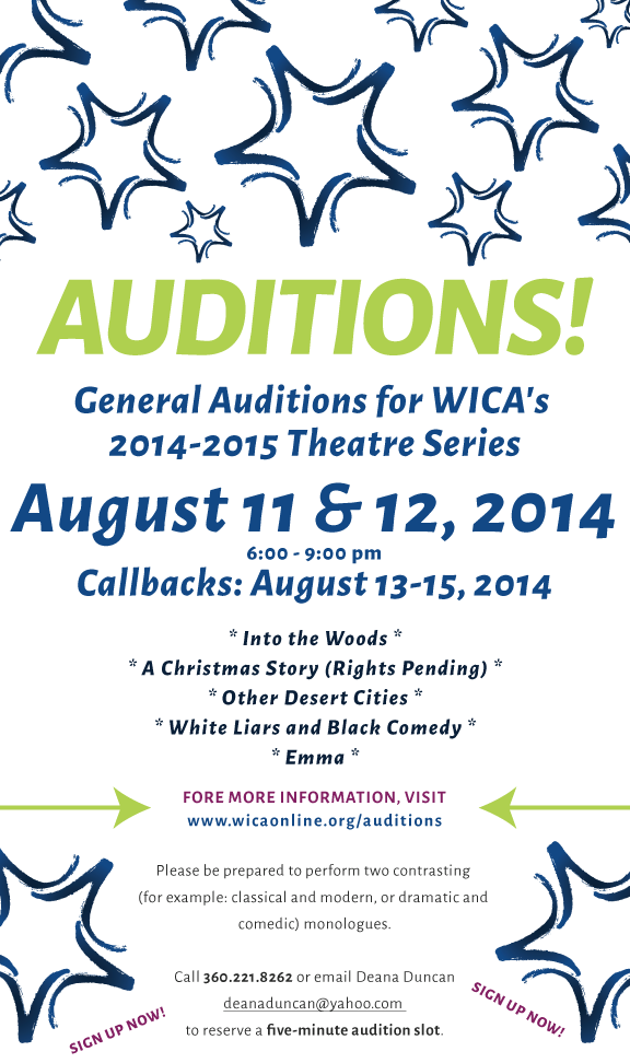 Open Auditions for WICA’s 2014-2015 season scheduled for August 11 and 12